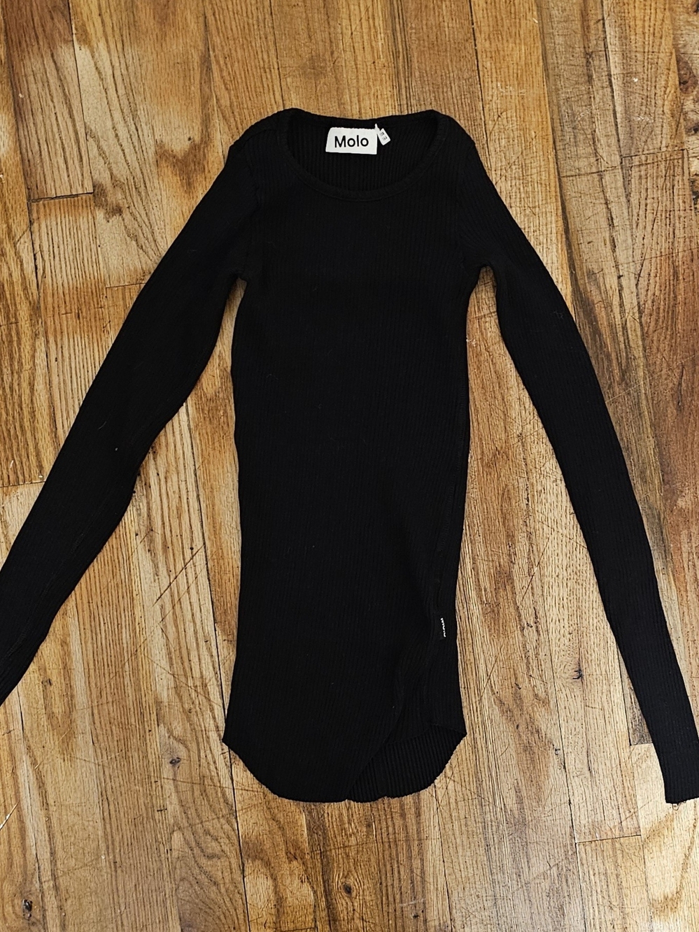 Molo Black Ribbed Long-Sleeve Bodysuit